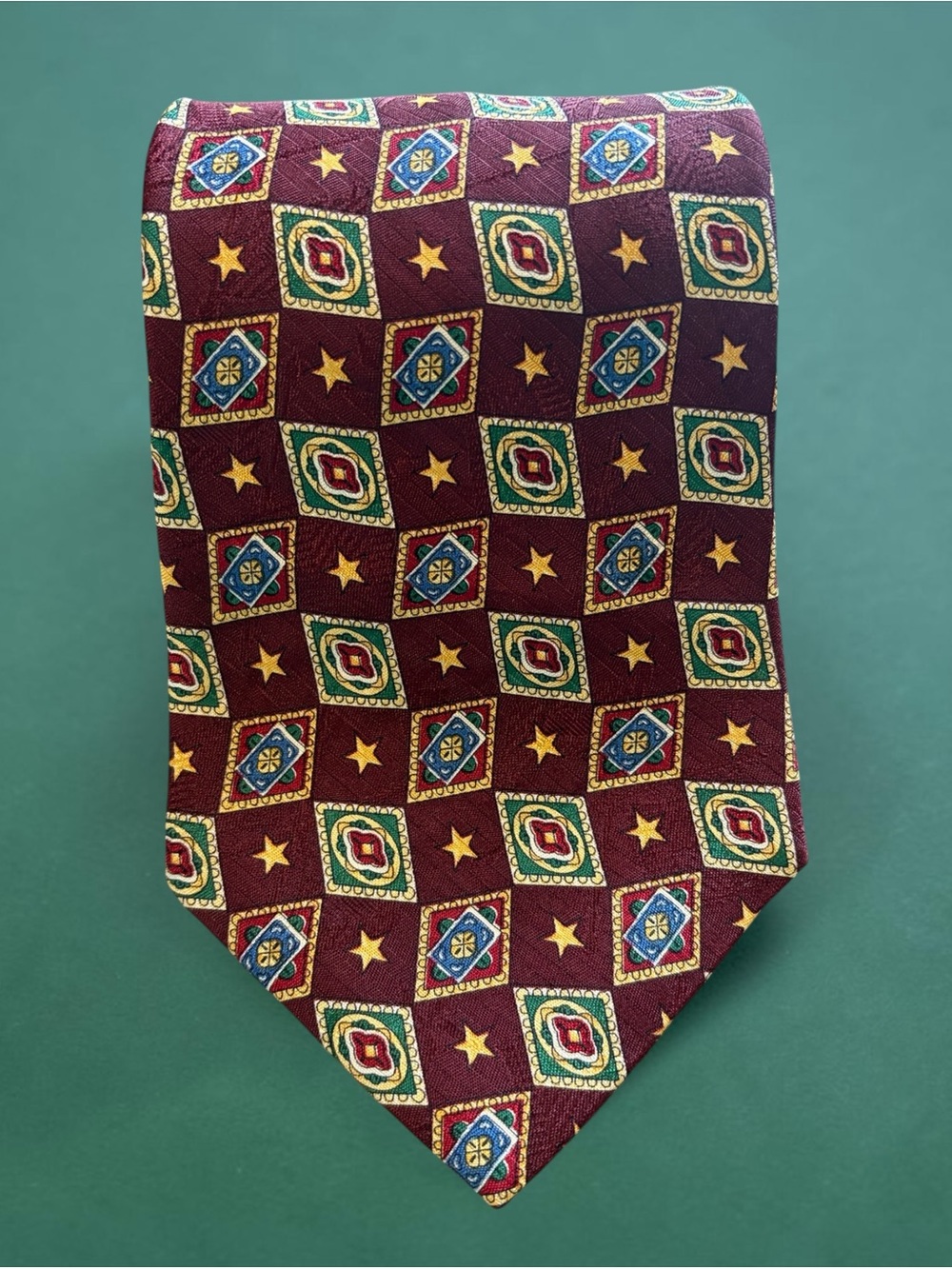 Tommy Hilfiger VTG 100% Silk Tie 4/56 Printed in Italy Made in USA